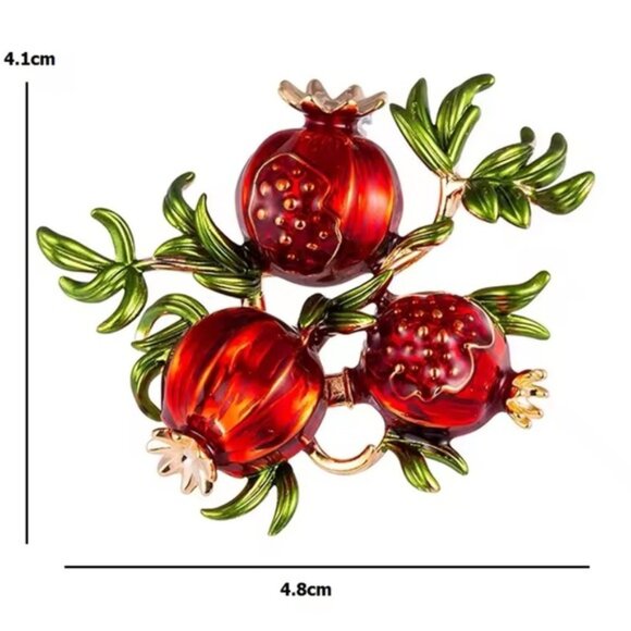 Betsey Johnson Longevity Red Pomegranate Brooch - Picture 6 of 7